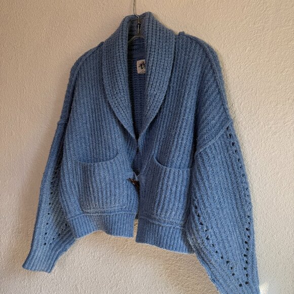 Free People 💋 Jackson Cardigan \\ Size Small // Crop chunky knit shawl collar - Picture 2 of 12